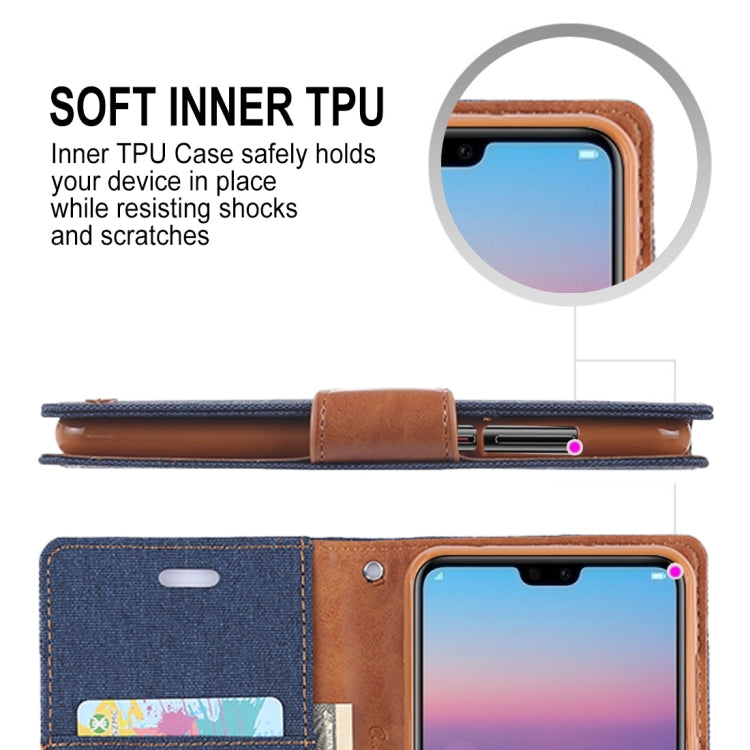 GOOSPERY CANVAS DIARY Canvas Texture Horizontal Flip PU Leather Case for Huawei P20, with Holder & Card Slots & Wallet