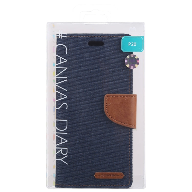 GOOSPERY CANVAS DIARY Canvas Texture Horizontal Flip PU Leather Case for Huawei P20, with Holder & Card Slots & Wallet