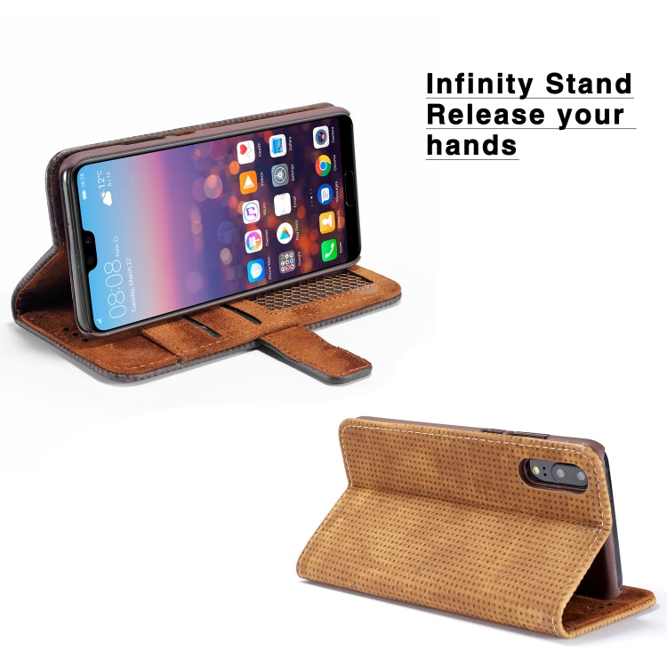 Retro Style Mesh Breathable Horizontal Flip Leather Case for Huawei P20, with Card Slot & Holder & Wallet