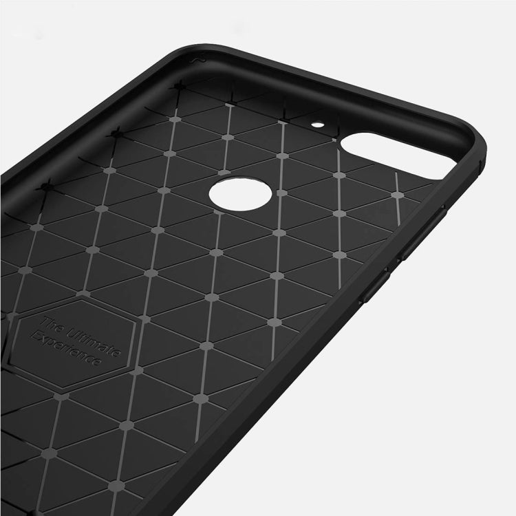 For Huawei Honor Play 7C Brushed Texture Carbon Fiber Shockproof TPU Protective Back Case