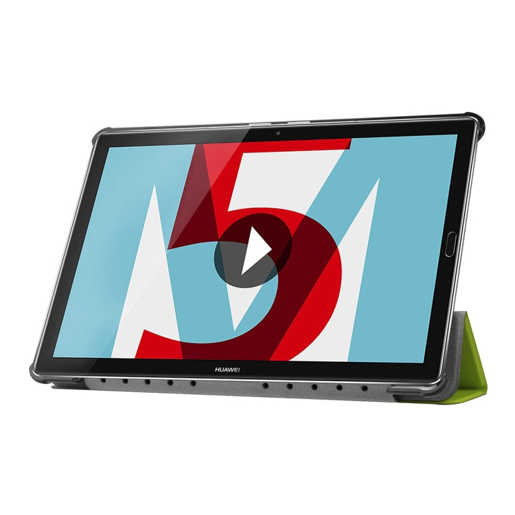 For Huawei MediaPad M5 10.8 inch Tri-Fold Custer Texture Horizontal Flip PU Leather Protective Case with Holder