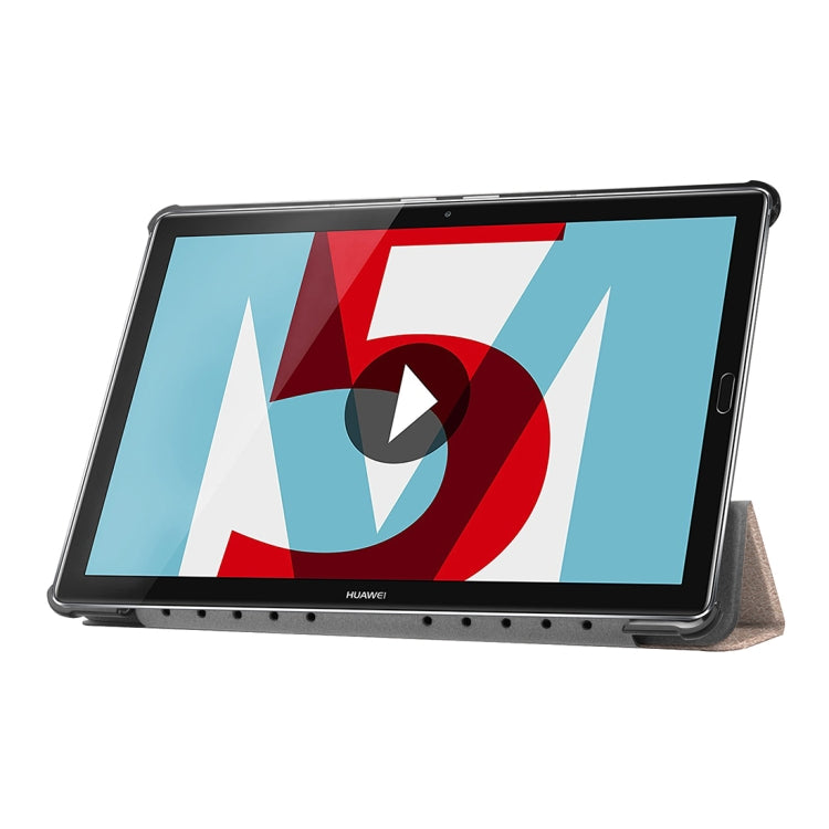 For Huawei MediaPad M5 10.8 inch Tri-Fold Custer Texture Horizontal Flip PU Leather Protective Case with Holder