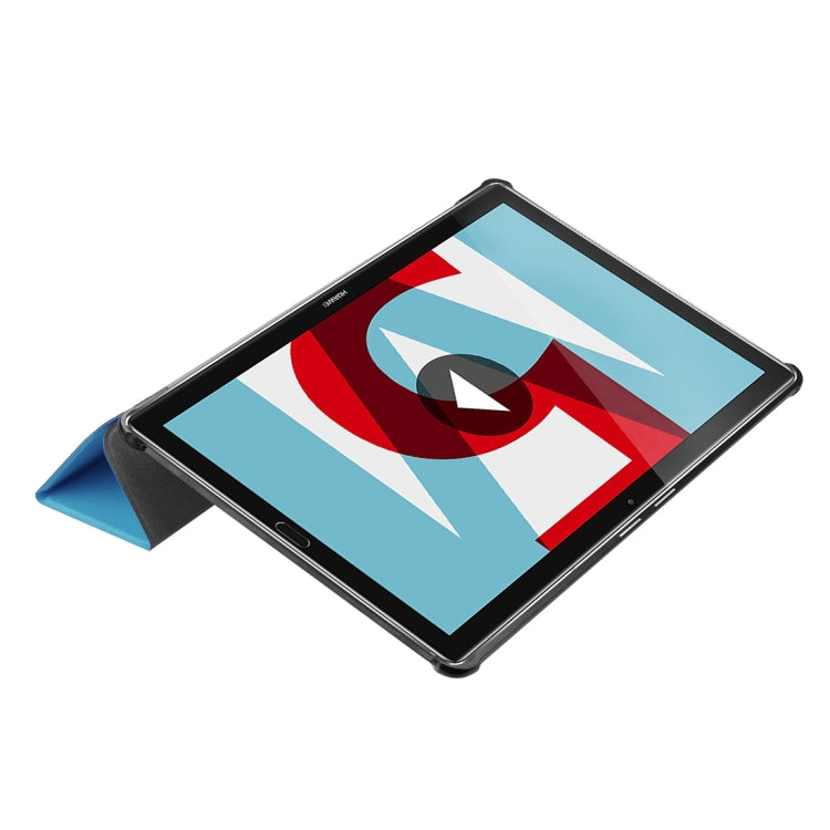 For Huawei MediaPad M5 10.8 inch Tri-Fold Custer Texture Horizontal Flip PU Leather Protective Case with Holder