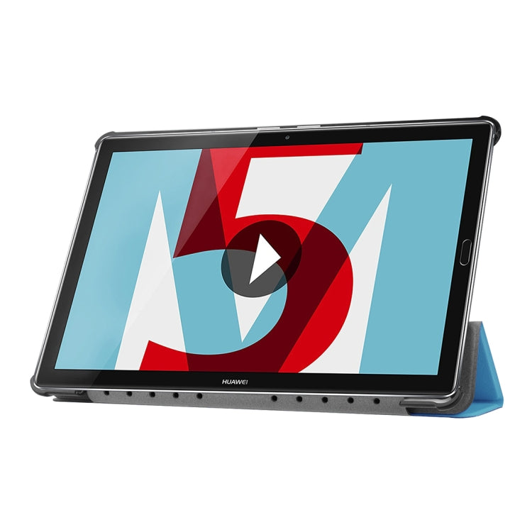 For Huawei MediaPad M5 10.8 inch Tri-Fold Custer Texture Horizontal Flip PU Leather Protective Case with Holder