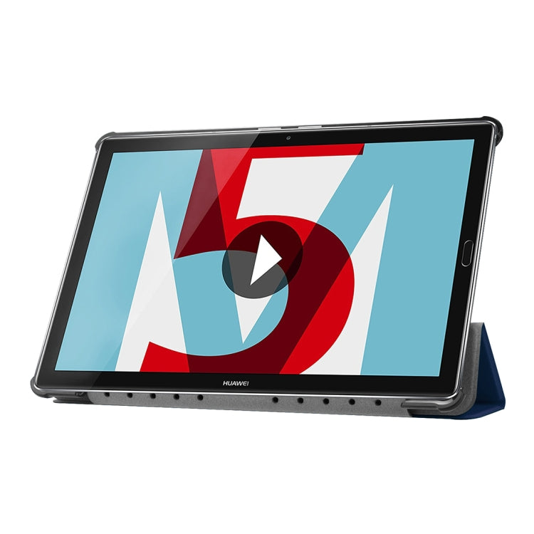 For Huawei MediaPad M5 10.8 inch Tri-Fold Custer Texture Horizontal Flip PU Leather Protective Case with Holder