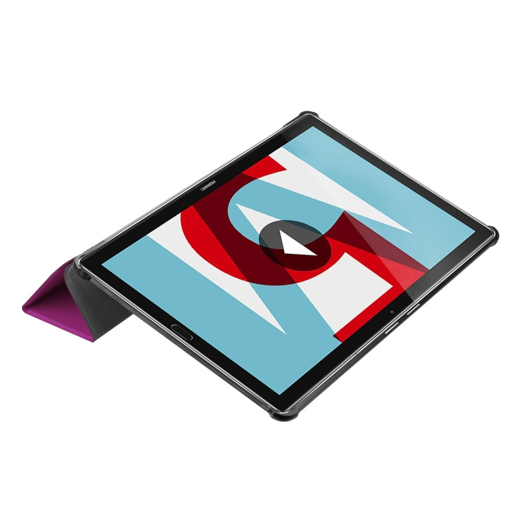 For Huawei MediaPad M5 10.8 inch Tri-Fold Custer Texture Horizontal Flip PU Leather Protective Case with Holder