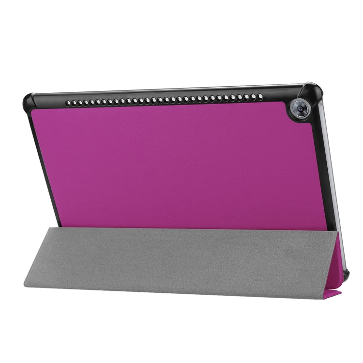 For Huawei MediaPad M5 10.8 inch Tri-Fold Custer Texture Horizontal Flip PU Leather Protective Case with Holder