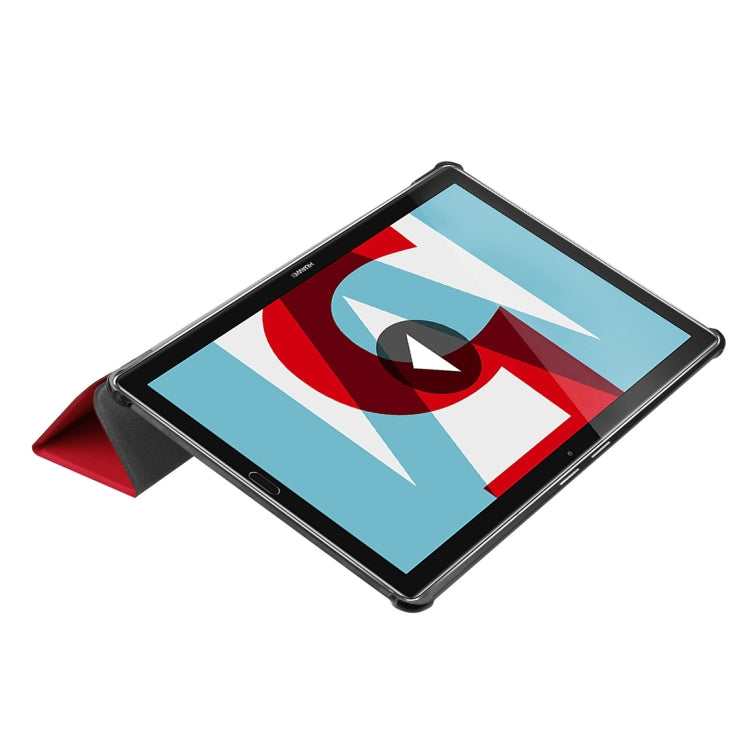 For Huawei MediaPad M5 10.8 inch Tri-Fold Custer Texture Horizontal Flip PU Leather Protective Case with Holder