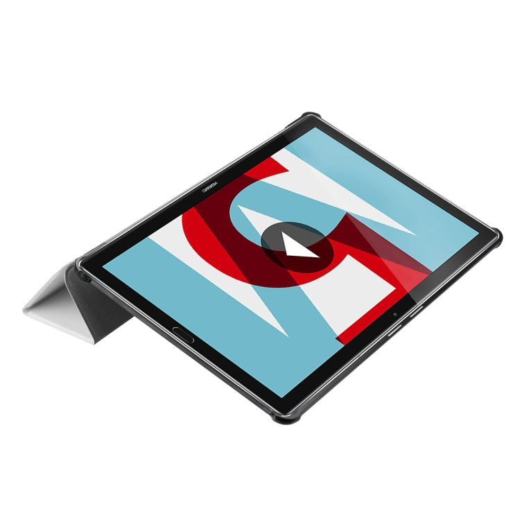 For Huawei MediaPad M5 10.8 inch Tri-Fold Custer Texture Horizontal Flip PU Leather Protective Case with Holder