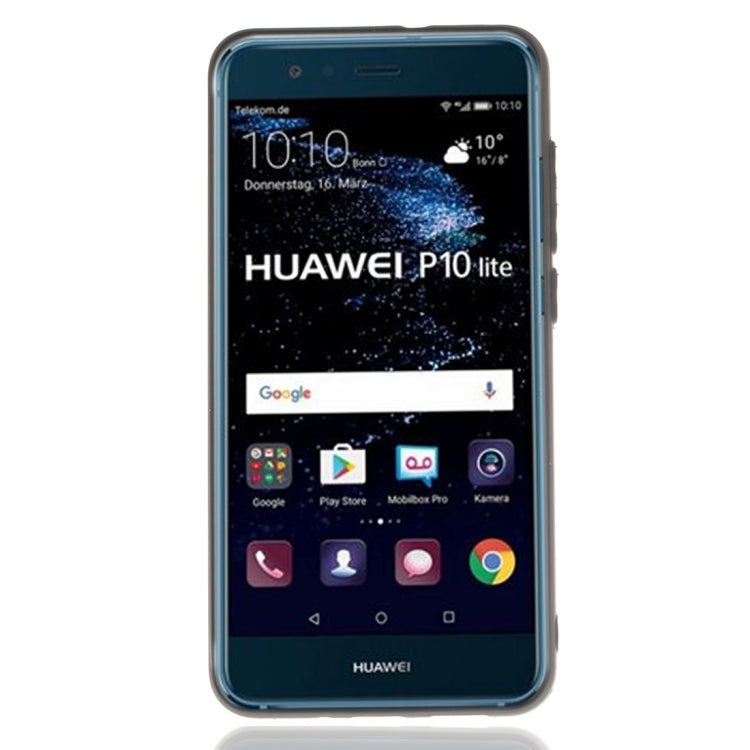 For Huawei P10 Lite TPU + Leather Pasted Litchi Texture Protective Back Case with Holder & Card Slots