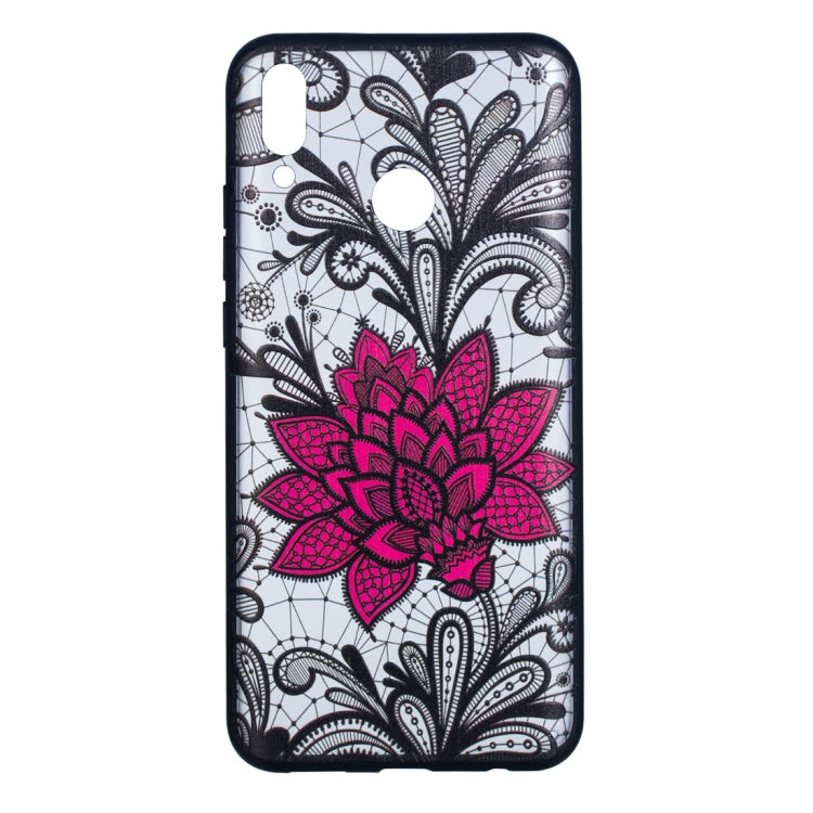 Big Lotus Pattern Embossed Lace + PC Case for Huawei Y9 (2019) / Enjoy 9 Plus