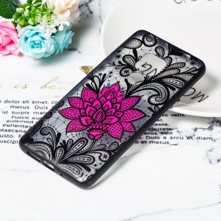 Big Lotus Pattern Embossed Lace + PC Case for Huawei Mate 20