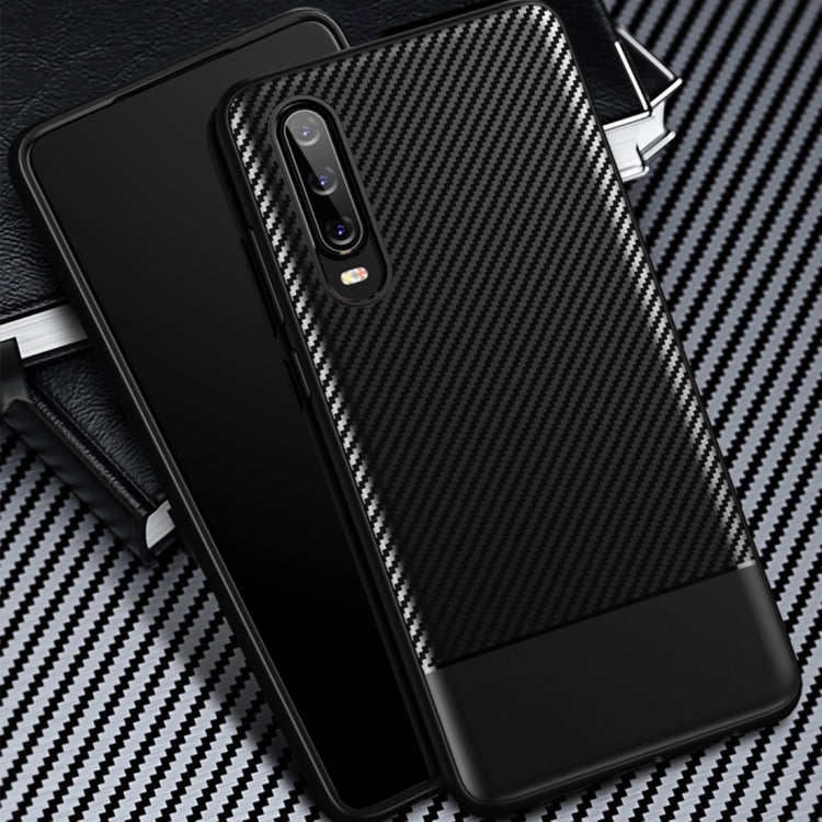 Lewei Series Carbon Fiber Texture TPU Protective Case for Huawei P30