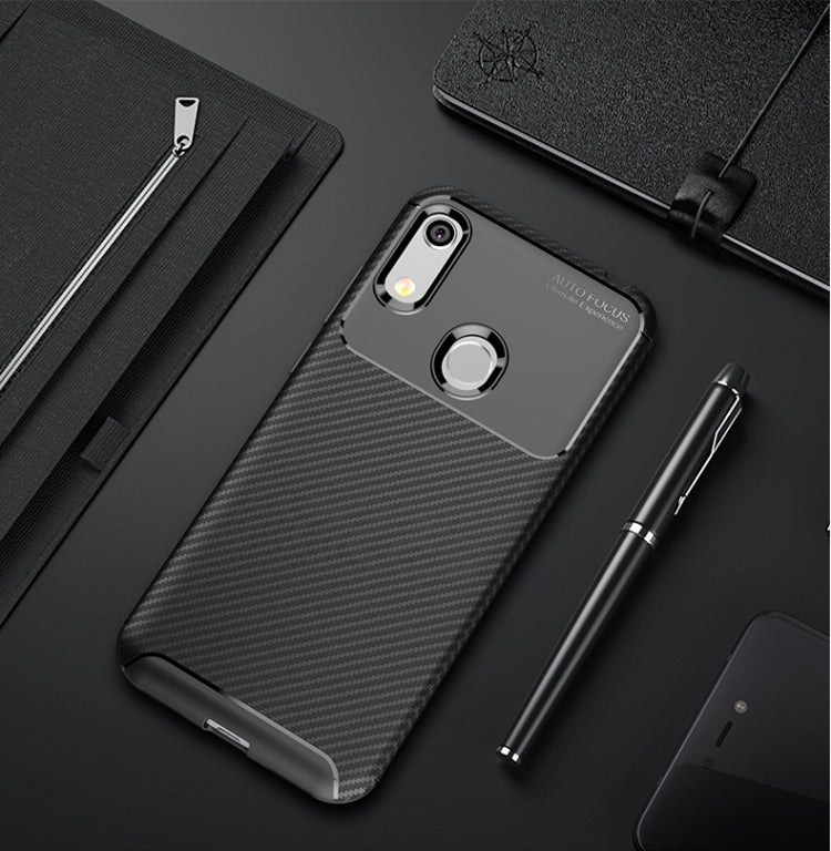 Carbon Fiber Texture Shockproof TPU Case for Huawei Honor 8A (Black)