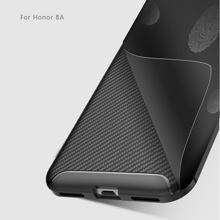 Carbon Fiber Texture Shockproof TPU Case for Huawei Honor 8A (Black)