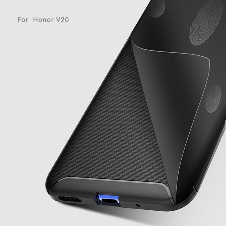 Carbon Fiber Texture Shockproof TPU Case for Huawei Honor V20 (Blue)