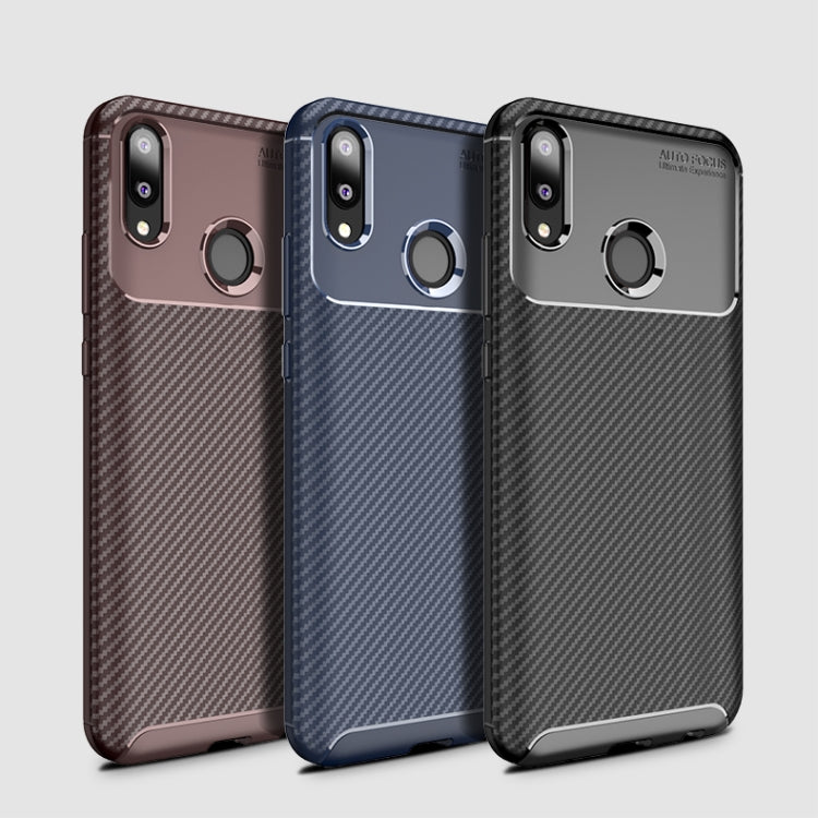 Carbon Fiber Texture Shockproof TPU Case for Huawei Y9 (2019) (Blue)