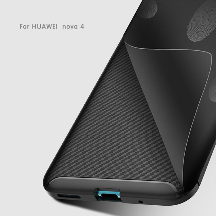 Carbon Fiber Texture Shockproof TPU Case for Huawei Nova 4