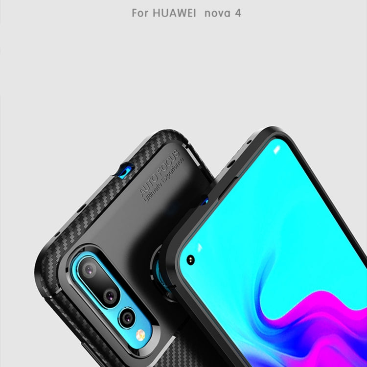 Carbon Fiber Texture Shockproof TPU Case for Huawei Nova 4