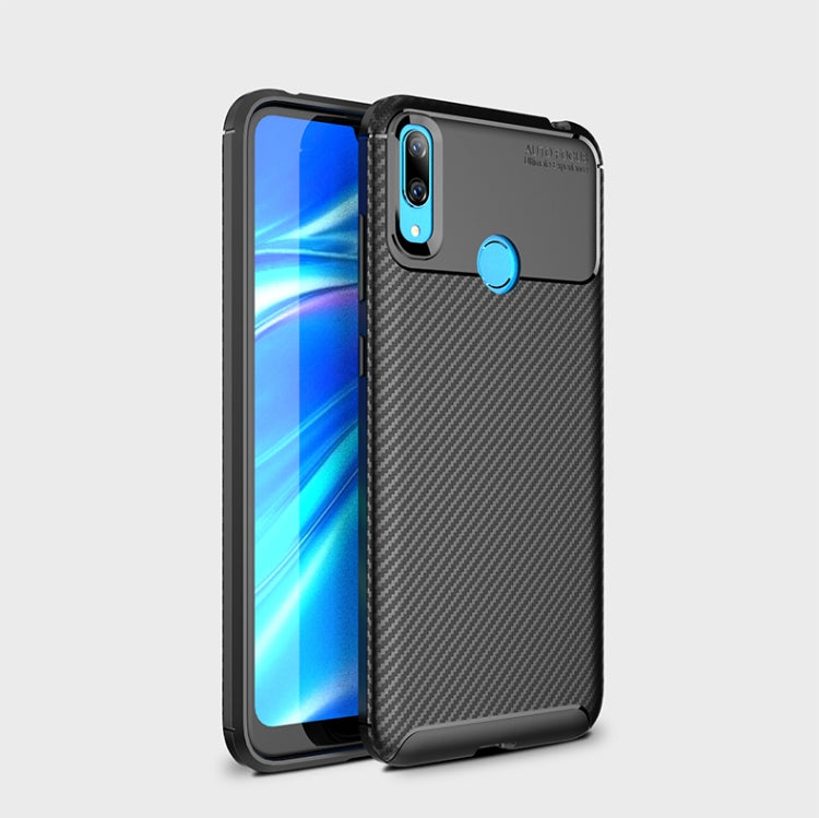 Carbon Fiber Texture Shockproof TPU Case for Huawei Y7 (2019) (Black)