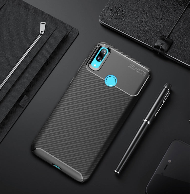 Carbon Fiber Texture Shockproof TPU Case for Huawei Y7 (2019) (Black)