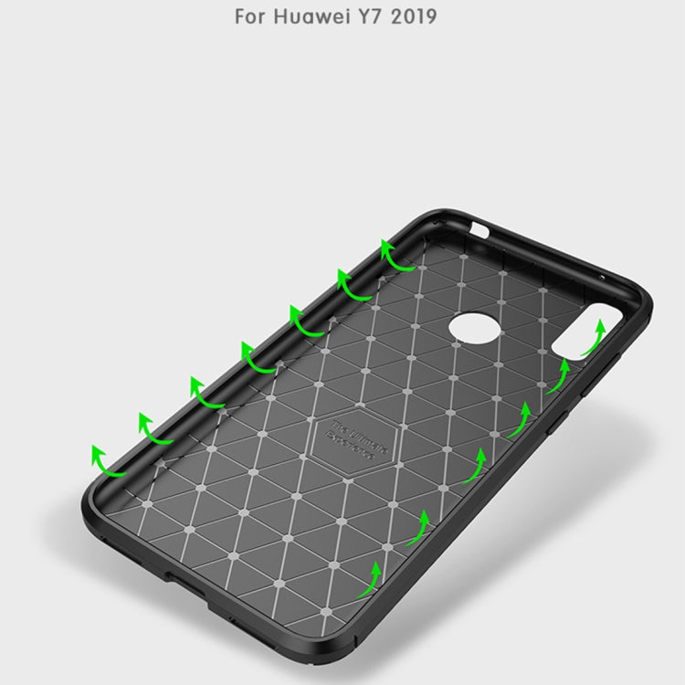 Carbon Fiber Texture Shockproof TPU Case for Huawei Y7 (2019) (Black)