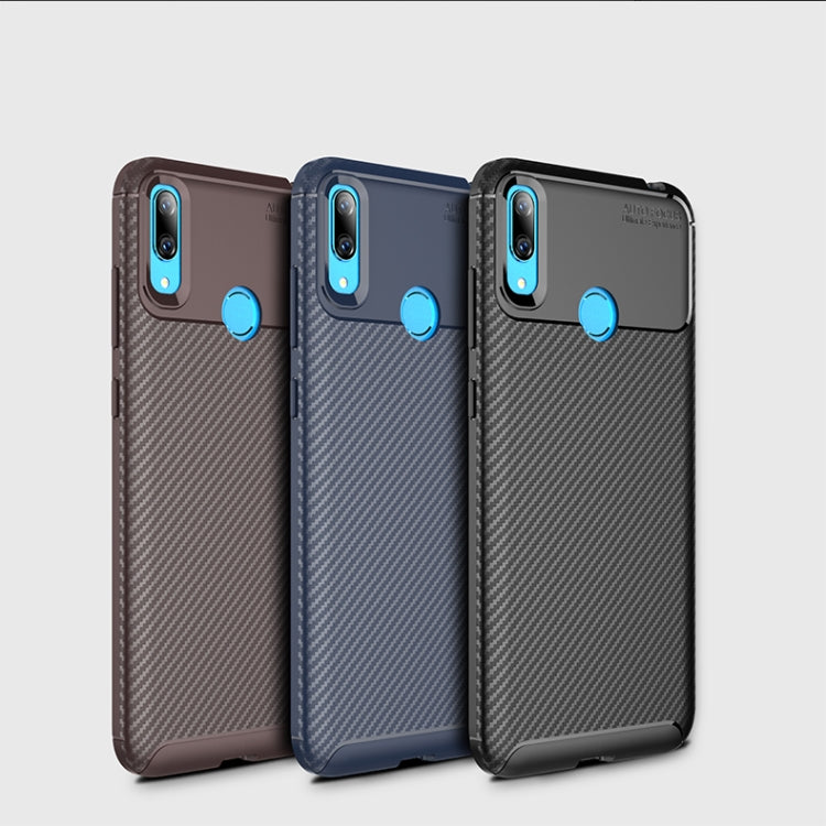 Carbon Fiber Texture Shockproof TPU Case for Huawei Y7 (2019) (Black)