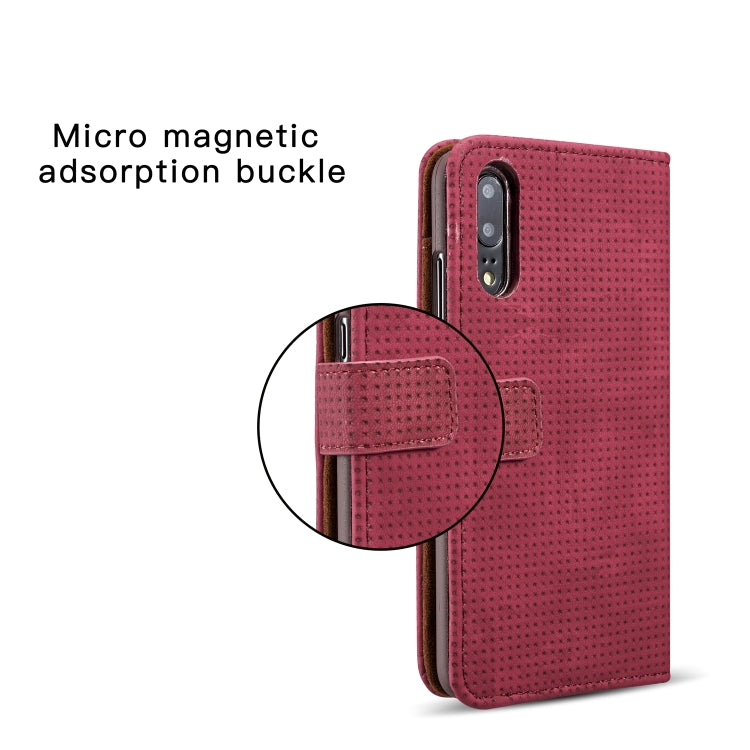 Retro Style Mesh Breathable Horizontal Flip Leather Case for Huawei P20 Pro, with Card Slot & Holder & Wallet