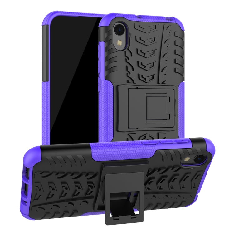 Shockproof PC + TPU Tire Pattern Case for Huawei Honor 8s, with Holder