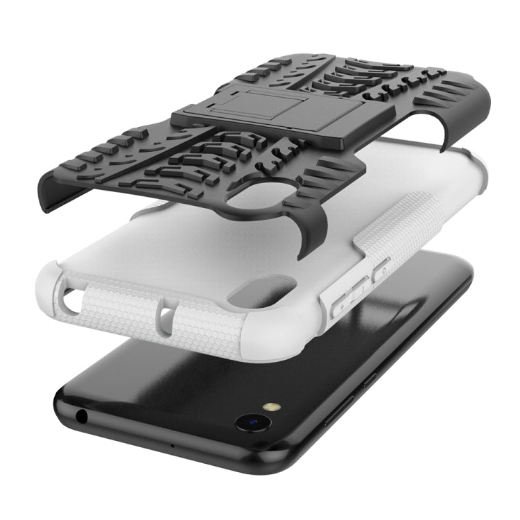 Shockproof PC + TPU Tire Pattern Case for Huawei Honor 8s, with Holder