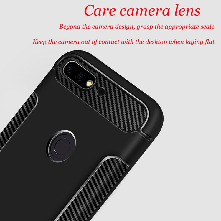Carbon Fiber Anti-slip TPU Protective Case for Huawei Y7 Prime (2018)