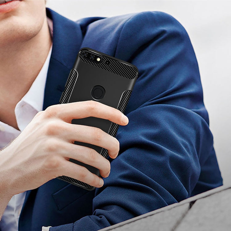 Carbon Fiber Anti-slip TPU Protective Case for Huawei Y7 Prime (2018)