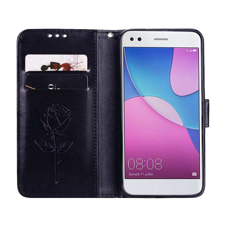 For Huawei P9 Lite Mini Rose Embossed Horizontal Flip Environmental PU Leather Case with Holder & Card Slots & Wallet