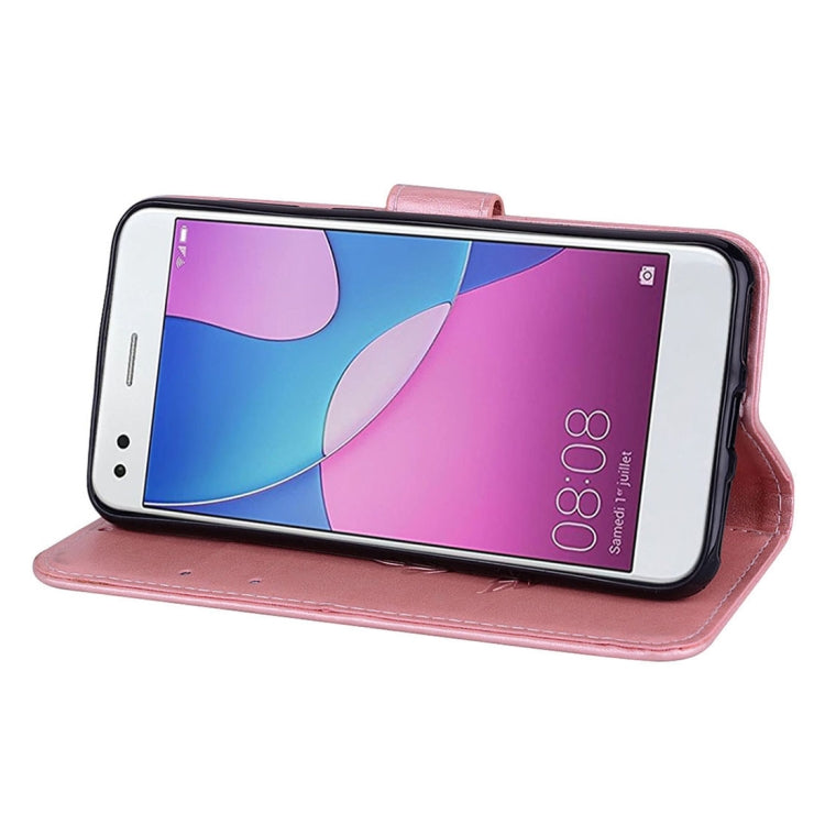 For Huawei P9 Lite Mini Rose Embossed Horizontal Flip Environmental PU Leather Case with Holder & Card Slots & Wallet