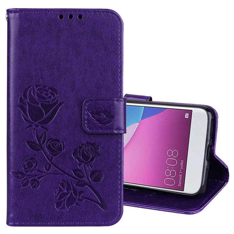 For Huawei P9 Lite Mini Rose Embossed Horizontal Flip Environmental PU Leather Case with Holder & Card Slots & Wallet