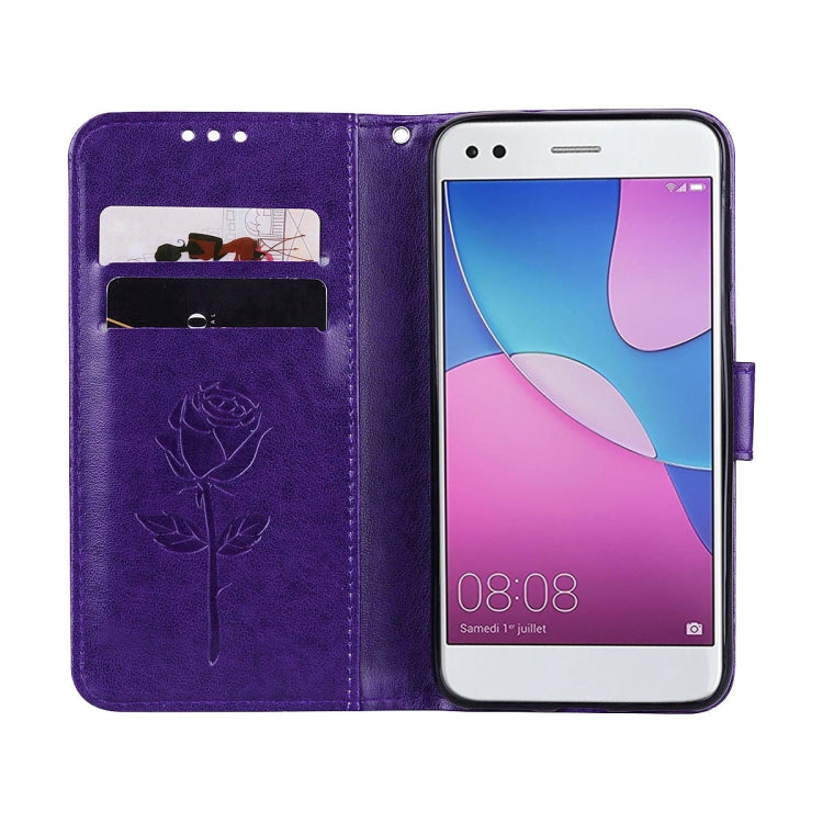 For Huawei P9 Lite Mini Rose Embossed Horizontal Flip Environmental PU Leather Case with Holder & Card Slots & Wallet