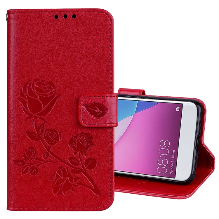 For Huawei P9 Lite Mini Rose Embossed Horizontal Flip Environmental PU Leather Case with Holder & Card Slots & Wallet
