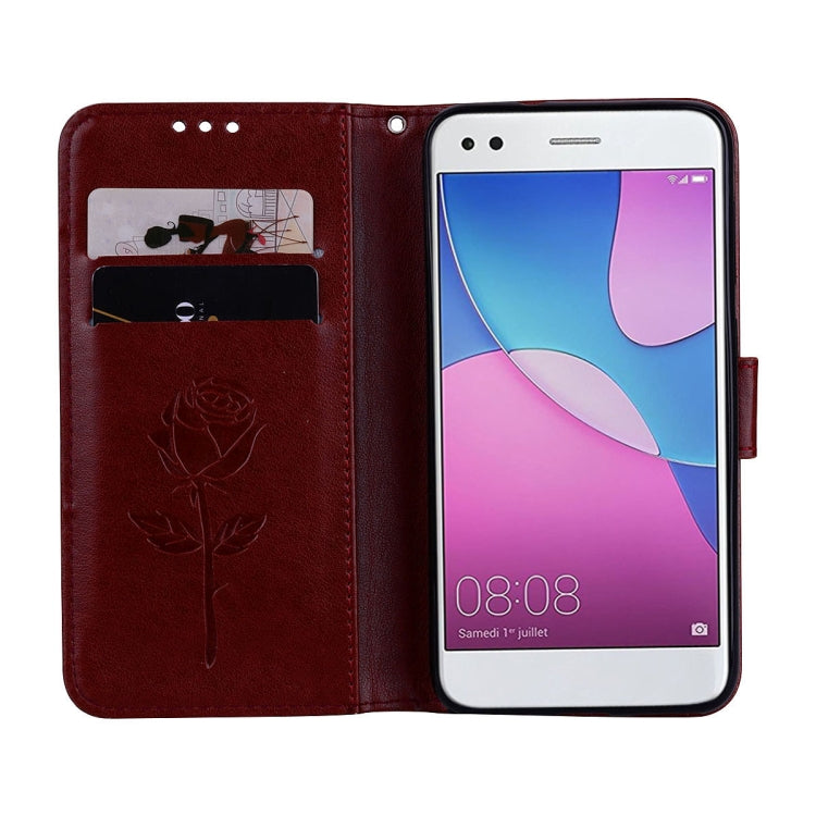 For Huawei P9 Lite Mini Rose Embossed Horizontal Flip Environmental PU Leather Case with Holder & Card Slots & Wallet