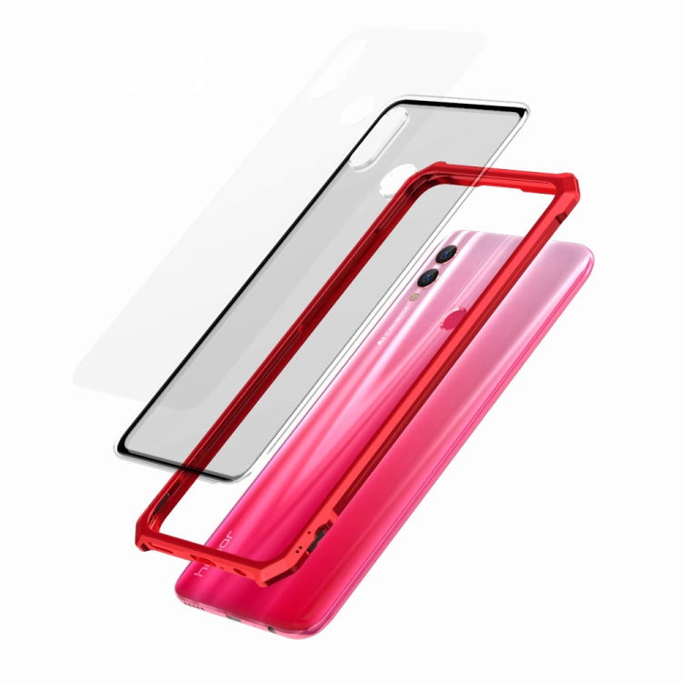 Snap-on Aluminum Frame and Tempered Glass Back Plate Case for Huawei Honor 10Lite
