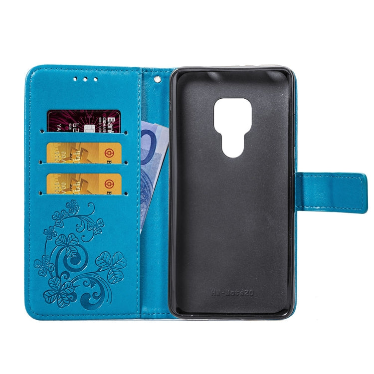 Lucky Clover Pressed Flowers Pattern Leather Case for Huawei Mate 20, with Holder & Card Slots & Wallet & Hand Strap