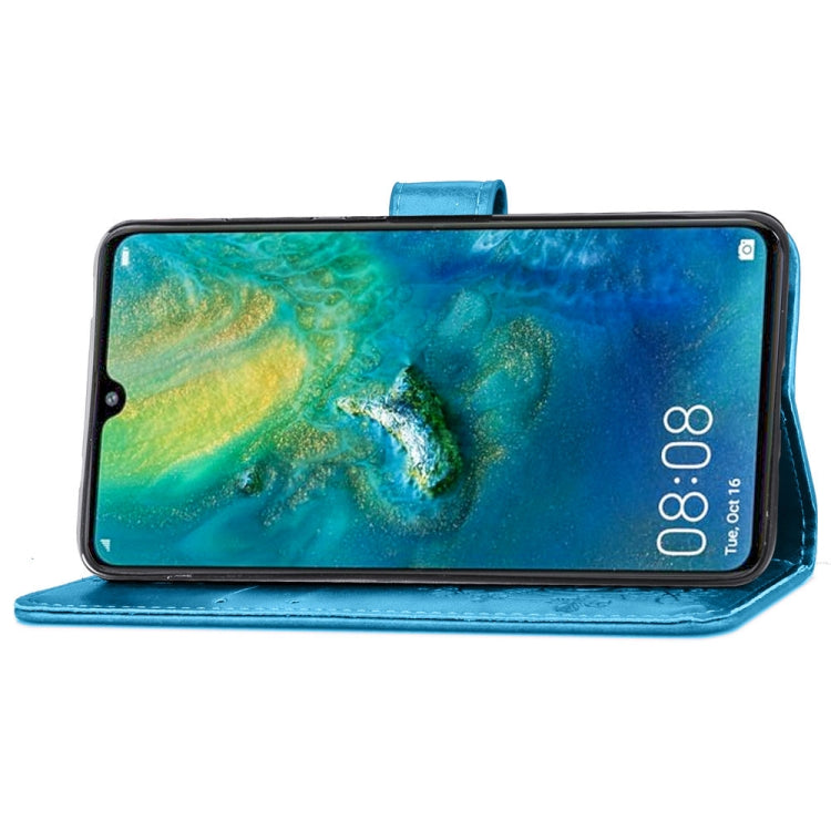 Lucky Clover Pressed Flowers Pattern Leather Case for Huawei Mate 20, with Holder & Card Slots & Wallet & Hand Strap