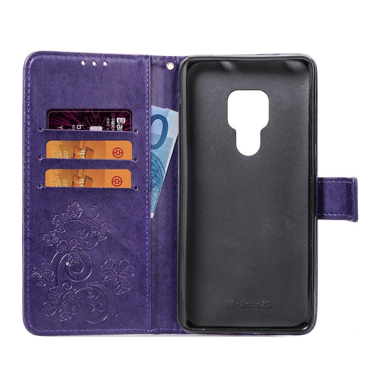 Lucky Clover Pressed Flowers Pattern Leather Case for Huawei Mate 20, with Holder & Card Slots & Wallet & Hand Strap