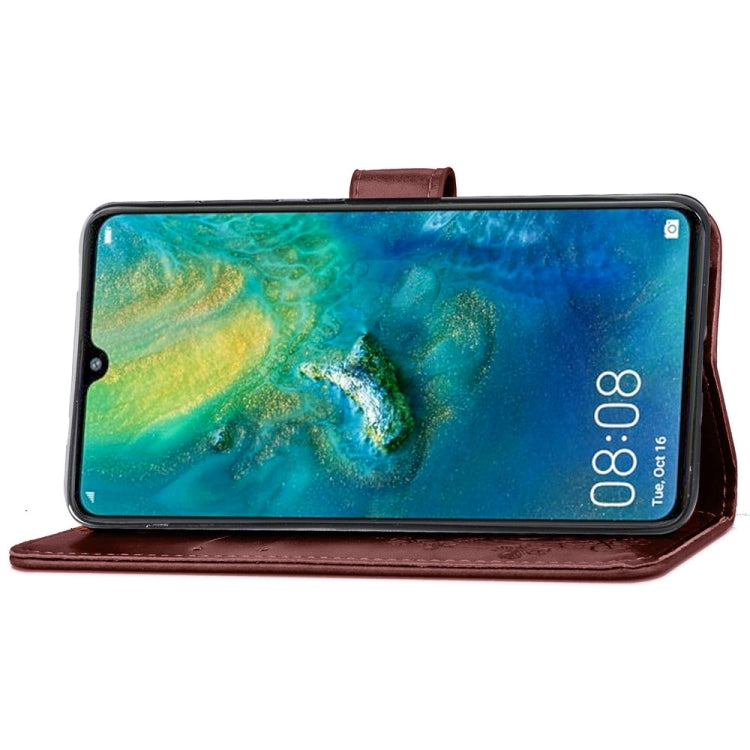 Lucky Clover Pressed Flowers Pattern Leather Case for Huawei Mate 20, with Holder & Card Slots & Wallet & Hand Strap