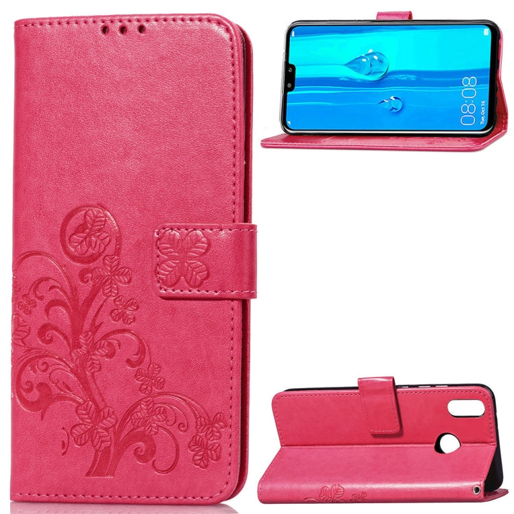 Lucky Clover Pressed Flowers Pattern Leather Case for Huawei Y9 (2019) / Enjoy 9 Plus, with Holder & Card Slots & Wallet & Hand Strap