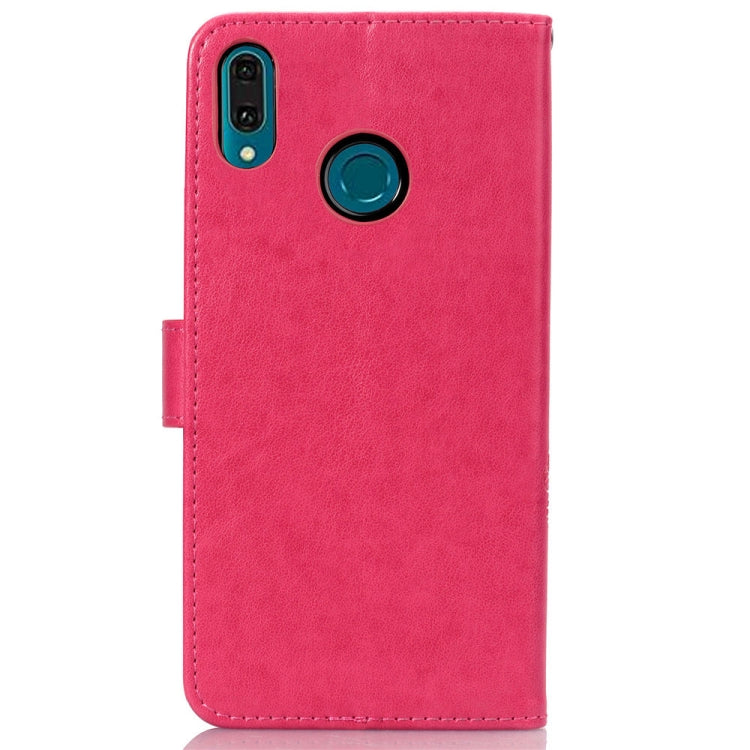 Lucky Clover Pressed Flowers Pattern Leather Case for Huawei Y9 (2019) / Enjoy 9 Plus, with Holder & Card Slots & Wallet & Hand Strap
