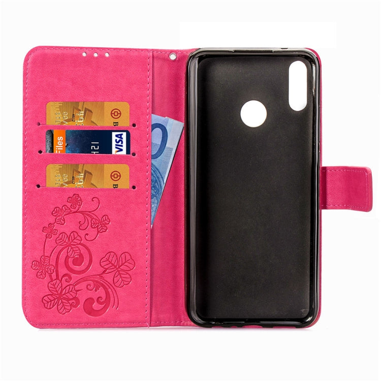 Lucky Clover Pressed Flowers Pattern Leather Case for Huawei Y9 (2019) / Enjoy 9 Plus, with Holder & Card Slots & Wallet & Hand Strap
