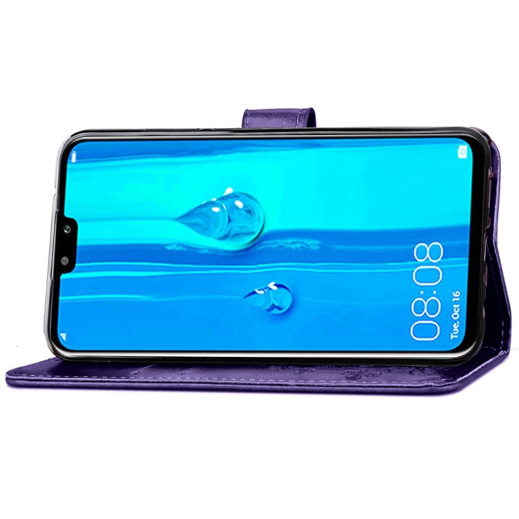 Lucky Clover Pressed Flowers Pattern Leather Case for Huawei Y9 (2019) / Enjoy 9 Plus, with Holder & Card Slots & Wallet & Hand Strap