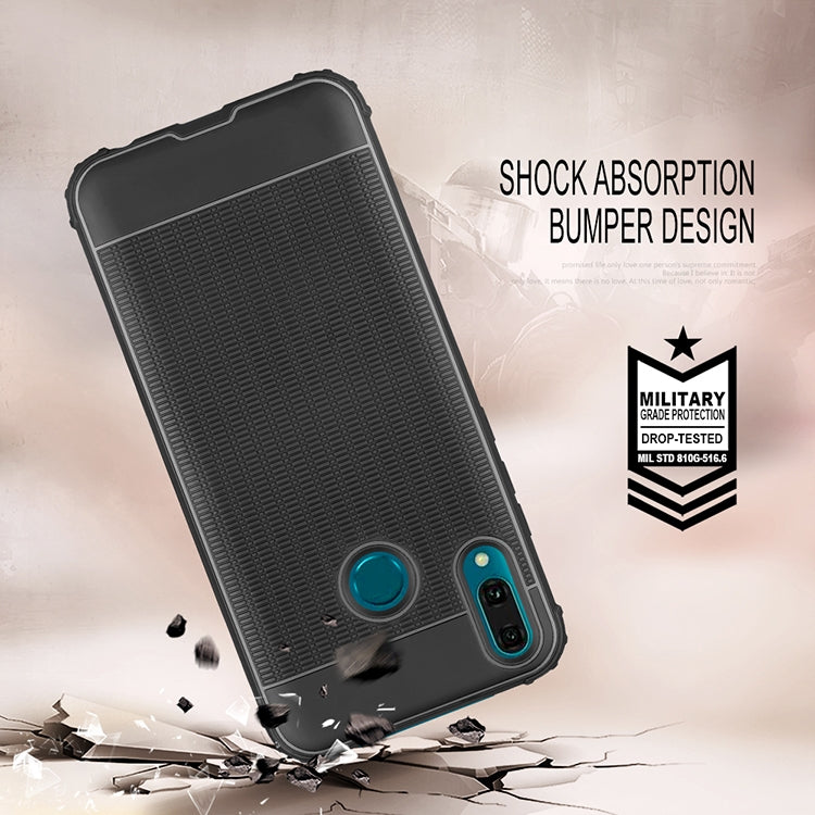 Cube Texture Shockproof TPU Case for Huawei Y9 (2019)(Red)