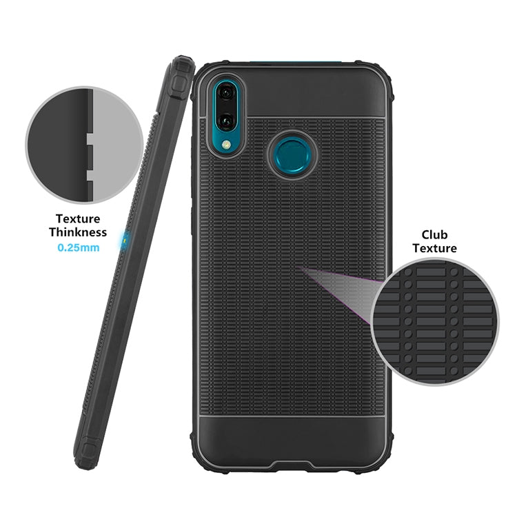 Cube Texture Shockproof TPU Case for Huawei Y9 (2019)(Red)