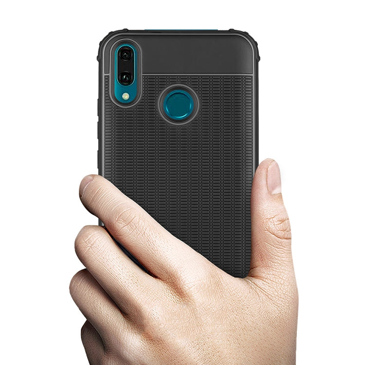 Cube Texture Shockproof TPU Case for Huawei Y9 (2019)(Red)